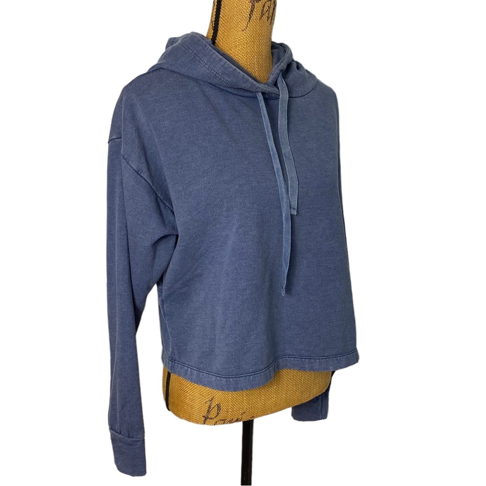 Z by Zella Blue Active Cropped Hooded Casual Sweatshirt Pull-on Sweater XS